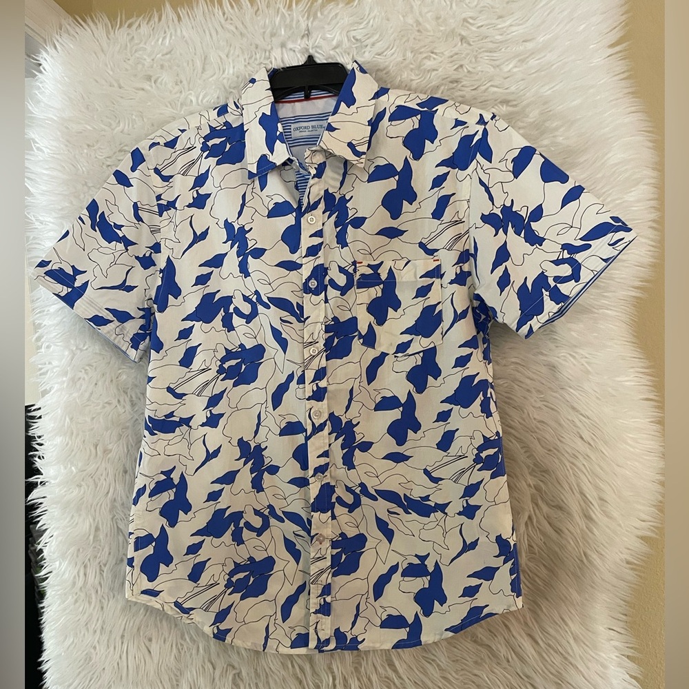 Oxford Blue By James & Charli NWT Men’s Short Sleeve Button Down Shirt-L